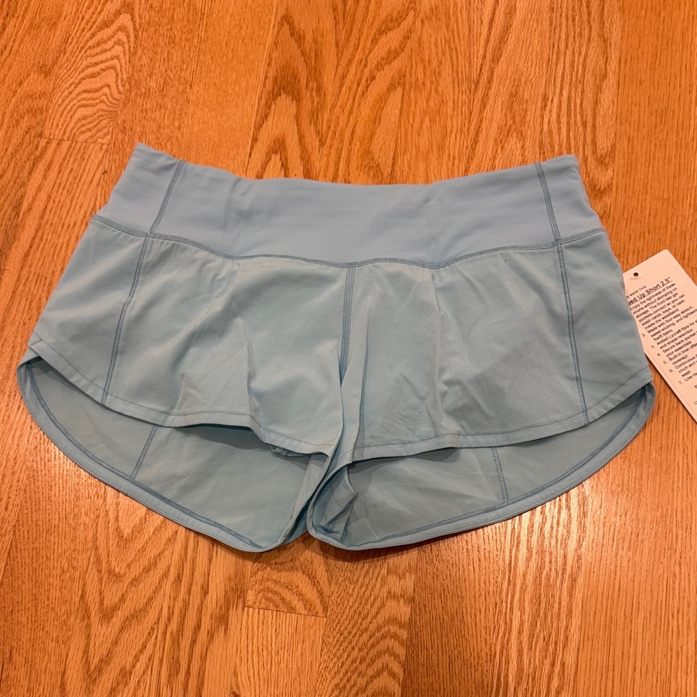 Light Blue lululemon speed up Shorts size 4 NWT